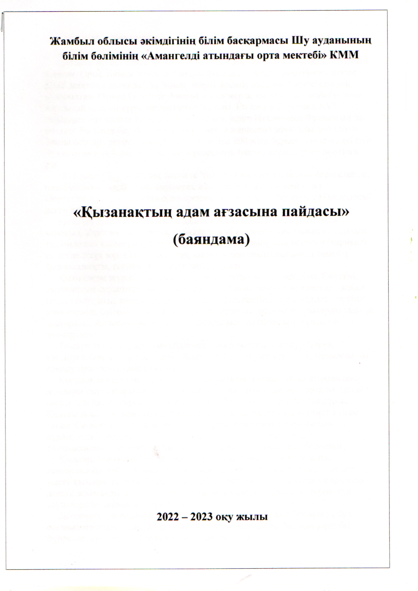 "Қызанақтың пайдасы" баяндама